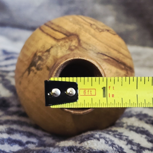 Hand Turned Spalted Maple Christmas Tree Topper – 9” Rustic Wood Holiday Decor